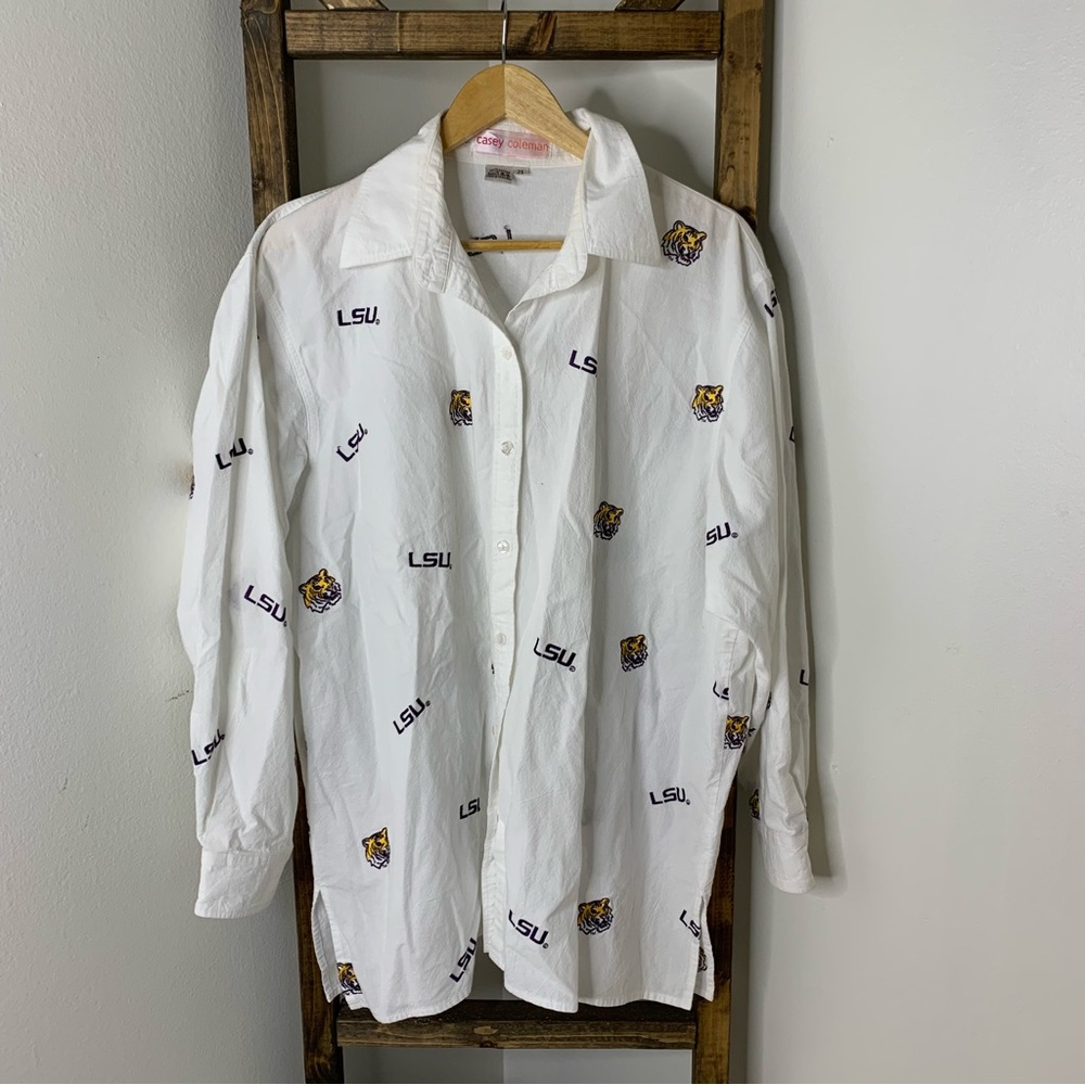 Casey Coleman White LSU Button-Up Shirt Size 2X